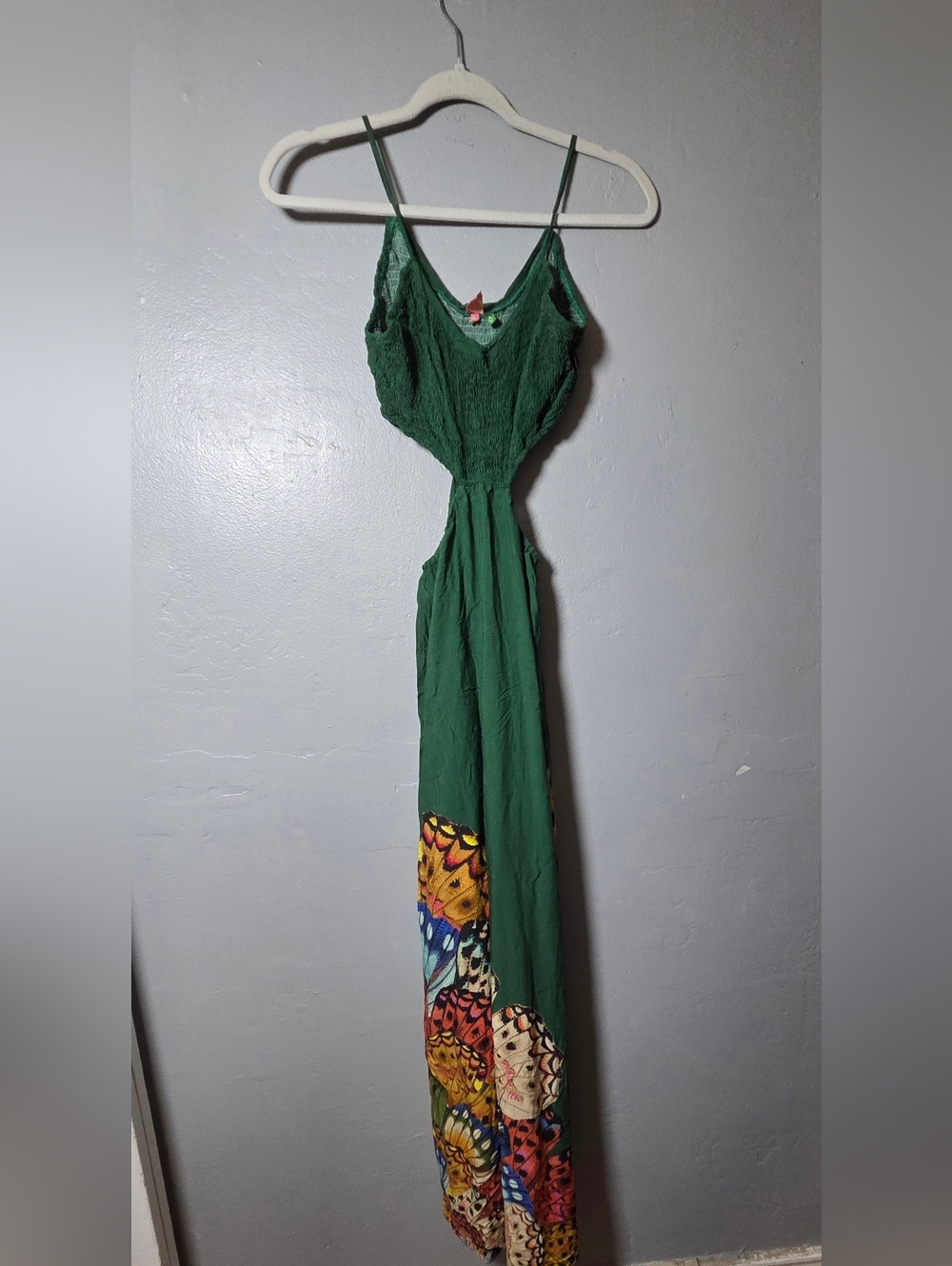 Farm Rio Brazil edition Green With Butterflies Maxi Dress Sz Small Summer Beach - Picture 4 of 10